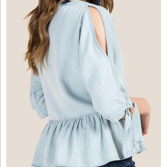 Split Sleeve Peplum Blouse (NWOT) - Picture 2 of 6